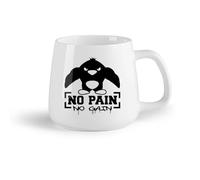 DEBINGY Fruta de cerámica Tazas blancas Sin dolor no hay ganancia en el gimnasio, ejercicio, desarrollo muscular, motivación. （14oz/400ml） Restaurante, oficina