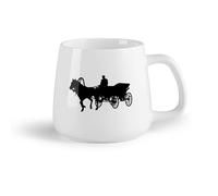 DEBINGY Fruta de cerámica Tazas con Asas Cómodas Carruaje pionero Viejo Oeste Diligencia del oeste Vaquero （14oz/400ml） Oficina, hogar, cafetería, apto para lavavajillas y microondas