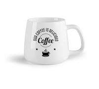 DEBINGY Fruta de cerámica Tazas con Asas Cómodas Logotipo de la cafetería Nuestro café es delicioso （14oz/400ml） Perfecto para cocinas, restaurantes y cafeterías, gran idea de regalo