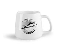 DEBINGY Fruta de cerámica Tazas de Café con Asa Competición Salto de esquí Montañas Deporte Estilo de vida （14oz/400ml） Ideal para el hogar, la oficina, cafeterías, ideas de regalo