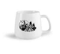 DEBINGY Fruta de cerámica Tazas de Café con Asa Escuela Infantil del Castillo de Dibujos Animados （14oz/400ml） Apto para lavavajillas y microondas, para la oficina y el hogar