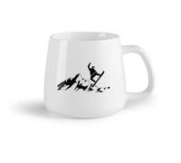 DEBINGY Fruta de cerámica Tazas de Café con Asa Snowboarder Montañas Snowboarding Silueta Deporte de invierno （14oz/400ml） Para leche, té, cola y agua