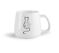 DEBINGY Fruta de cerámica Tazas de Café con Asas Grandes para Hombres y Mujeres Los gatos hacen la vida mejor （14oz/400ml） Para Té, Café, Leche, Capuchino