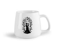 DEBINGY Fruta de cerámica Tazas de café de cerámica blanca Elementos de la silueta de los novios （14oz/400ml） Para café, sopa, té, leche, latte, chocolate caliente, para mujeres y hombres