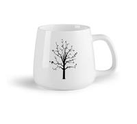DEBINGY Fruta de cerámica Tazas de café de cerámica blanca Muebles para pájaros en forma de árbol （14oz/400ml） Apto para lavavajillas y microondas, para la oficina y el hogar