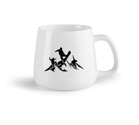 DEBINGY Fruta de cerámica Tazas de café de cerámica blanca Snowboard Deporte de invierno Montañas Extremo （14oz/400ml） Cappuccino, Latte Macchiato, té, espresso