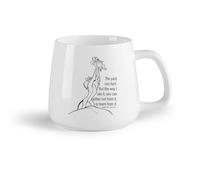 DEBINGY Fruta de cerámica Tazas de café de gres con asa Aprende frases de la chica de dibujos animados del león （14oz/400ml） Para té, chocolate caliente