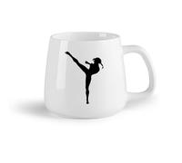 DEBINGY Fruta de cerámica Tazas de café de gres con asa Boxeo Gimnasia Kick Boxer Chica Deporte Fitness Center Center （14oz/400ml） Bonito regalo de Navidad