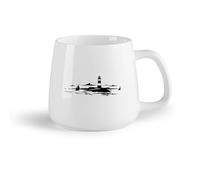 DEBINGY Fruta de cerámica Tazas de café de gres con asa Casa rodante con baño y vista al horizonte de la costa y el faro （14oz/400ml） Gran regalo para parejas