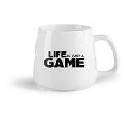 DEBINGY Fruta de cerámica Tazas de café de gres con asa Citas de chicos gamer sobre la vida es solo un juego （14oz/400ml） Ideal para el hogar, la oficina, cafeterías, ideas de regalo