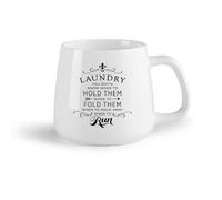 DEBINGY Fruta de cerámica Tazas de café de gres con asa Citas para el lavadero Texto del letrero del lavadero （14oz/400ml） Para leche, té, cola y agua