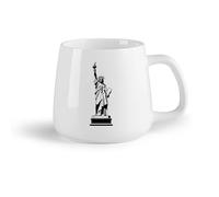 DEBINGY Fruta de cerámica Tazas de café de gres con asa Estatua de la Libertad, monumento de Nueva York, color negro （14oz/400ml） Para té, café, infusión caliente