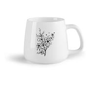 DEBINGY Fruta de cerámica Tazas de café de gres con asa Hermoso ramo de arbustos, hierba, flores, patrón floral. （14oz/400ml） Para té, café y bebidas calientes