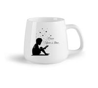 DEBINGY Fruta de cerámica Tazas de café de gres con asa Lea las citas de ex amantes del chico en Book Corner （14oz/400ml） Café, té, latte, leche, cacao, zumo y otras bebidas calientes