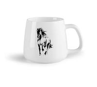 DEBINGY Fruta de cerámica Tazas de café de gres con asa Silueta de caballo, compañía animal, crin, poni, yegua （14oz/400ml） Para leche, té, cola y agua