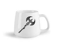DEBINGY Fruta de cerámica Tazas de café de gres con asa Silueta de un diseño de culata de hacha de batalla （14oz/400ml） Taza de cerámica para capuchino, té, leche