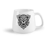 DEBINGY Fruta de cerámica Tazas de café de gres con asa Un icono de estilo glifo del símbolo del oso vikingo （14oz/400ml） Regalo único de oficina para mujeres y hombres