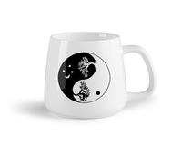 DEBINGY Fruta de cerámica Tazas de café de porcelana Círculo Yin Yang de estilo asiático, árbol zen, día y noche （14oz/400ml） Apto para lavavajillas y microondas