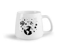 DEBINGY Fruta de cerámica Tazas de café de porcelana Planetas, espacio, cohete, nave y estrellas, nave espacial （14oz/400ml） Bebidas calientes, espresso