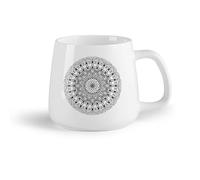 DEBINGY Fruta de cerámica Tazas de café de porcelana Un diseño de mandala circular con un patrón floral. （14oz/400ml） Café, té, latte, leche, cacao, zumo y otras bebidas calientes