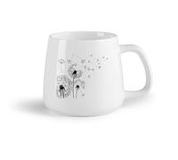 DEBINGY Fruta de cerámica Tazas de Café, Té y Café Dientes de león abstractos Diente de león con semillas voladoras （14oz/400ml） Para Té, Café, Leche, Capuchino