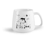 DEBINGY Fruta de cerámica Tazas de Café, Té y Café Vida marina Animales lindos Delfín Banco de peces （14oz/400ml） Perfecto para cocinas, restaurantes y cafeterías, gran idea de regalo
