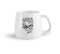 DEBINGY Fruta de cerámica Tazas de Café y Té Estudio de tatuajes Wicca del Día de los Muertos con calavera, serpiente y flores （14oz/400ml） Apto para lavavajillas