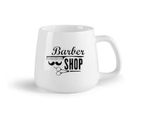 DEBINGY Fruta de cerámica Tazas de Café y Té Logotipo Tijeras Barbería Insignia Herramientas Logotipo de peluquería Tienda de peluquería （14oz/400ml） Para espresso, juego de té