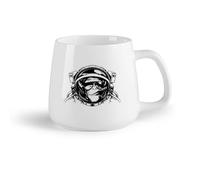 DEBINGY Fruta de cerámica Tazas de Café y Té Mono astronauta, mono espacial con gafas de sol y puro en la habitación para fumadores （14oz/400ml） Para el hogar o el trabajo