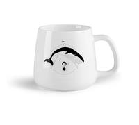 DEBINGY Fruta de cerámica Tazas de Café y Té Tatuaje abstracto de animal con una ballena y elementos geométricos. （14oz/400ml） Ideal para usar en casa y la oficina