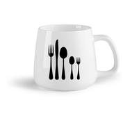 DEBINGY Fruta de cerámica Tazas de Café y Té Tenedor Cuchillo Cuchara Utensilios de cocina Comida de restaurante （14oz/400ml） Regalo para hombre o mujer