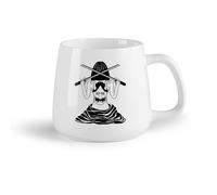DEBINGY Fruta de cerámica Tazas de Café y Té Una hermosa chica samurái con armadura japonesa y una katana en el hombro. （14oz/400ml） Para la oficina y el hogar