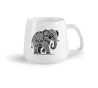 DEBINGY Fruta de cerámica Tazas de Café y Té Una silueta de un elefante intrincadamente decorada con patrones detallados de estilo mandala. （14oz/400ml） Gran regalo para parejas