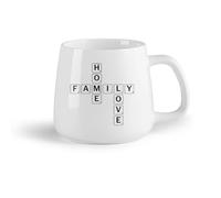 DEBINGY Fruta de cerámica Tazas de Cerámica con Asas Palabras con citas de amor familiar al estilo Scrabble （14oz/400ml） Ideal para el hogar, la oficina, cafeterías, ideas de regalo