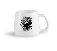DEBINGY Fruta de cerámica Tazas de Cerámica con Asas Silueta abstracta de mujer con hojas, diseño de arte floral. （14oz/400ml） Ideal para usar en casa y la oficina
