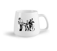 DEBINGY Fruta de cerámica Tazas de gres para café y té Banda de jazz Instrumentos Chica Chico Música Guitarra Garaje （14oz/400ml） Para el hogar y la oficina