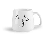 DEBINGY Fruta de cerámica Tazas de gres para café y té Beso romántico Amantes besándose Hombre Mujer Pareja （14oz/400ml） Tazas de cerámica para el hogar o el trabajo