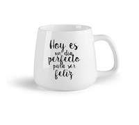 DEBINGY Fruta de cerámica Tazas de gres para café y té Hoy Es Un Día Perfecto Frases En Español Para Niños Casa （14oz/400ml） Para cafetería o restaurante