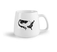 DEBINGY Fruta de cerámica Tazas de gres para café y té Mapa del águila americana con plumas abstractas de aves （14oz/400ml） Para té, café, infusión caliente