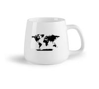 DEBINGY Fruta de cerámica Tazas de gres para café y té Mapa del mundo 5 continentes Adorno de mapa del mundo （14oz/400ml） Regalo único de oficina para mujeres y hombres
