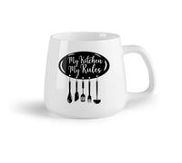 DEBINGY Fruta de cerámica Tazas de gres para café y té Mi cocina Mis reglas Frases de cocina Restaurante de mamá （14oz/400ml） Para cafetería o restaurante