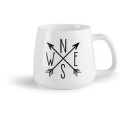 DEBINGY Fruta de cerámica Tazas de gres para café y té Noreste Suroeste Brújula Flecha Cruz Tema Náutico （14oz/400ml） Tazas de cerámica para el hogar o el trabajo