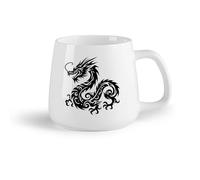 DEBINGY Fruta de cerámica Tazas de gres para café y té Silueta de un dragón con un signo del zodíaco chino （14oz/400ml） Ideal para el hogar, la oficina, cafeterías, ideas de regalo