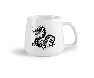 DEBINGY Fruta de cerámica Tazas de gres para café y té Silueta de un dragón con un signo del zodíaco chino （14oz/400ml） Ideal para el hogar, la oficina, cafeterías, ideas de regalo
