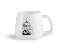 DEBINGY Fruta de cerámica Tazas de porcelana Jaula para pájaros libre de comercio de montaña, jungla, bosque, jaula para pájaros, animal salvaje （14oz/400ml） Para hombres y mujeres