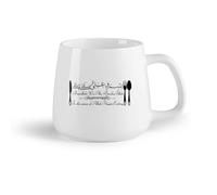 DEBINGY Fruta de cerámica Tazas de porcelana Oración antes de comer en el restaurante de cocina islámica Bismillah Wa'Ala Barak Tenedor y cuchara （14oz/400ml） Para espresso, juego de té