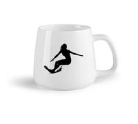 DEBINGY Fruta de cerámica Tazas de té, café y chocolate caliente Chica surfista practicando deportes acuáticos （14oz/400ml） Regalo para hombre o mujer