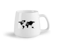 DEBINGY Fruta de cerámica Tazas de té, café y chocolate caliente Mapa del mundo Mapa Mapa del mundo （14oz/400ml） Apto para lavavajillas y microondas, para la oficina y el hogar