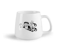 DEBINGY Fruta de cerámica Tazas de té y café con estilo Caricatura de un anciano hippie positivo con símbolo de paz （14oz/400ml） Para té, café, infusión caliente