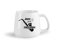 DEBINGY Fruta de cerámica Tazas de té y café con estilo Música de saxofón Jazz Atril Libertad Citas Escuela （14oz/400ml） Oficina, hogar, cafetería, apto para lavavajillas y microondas